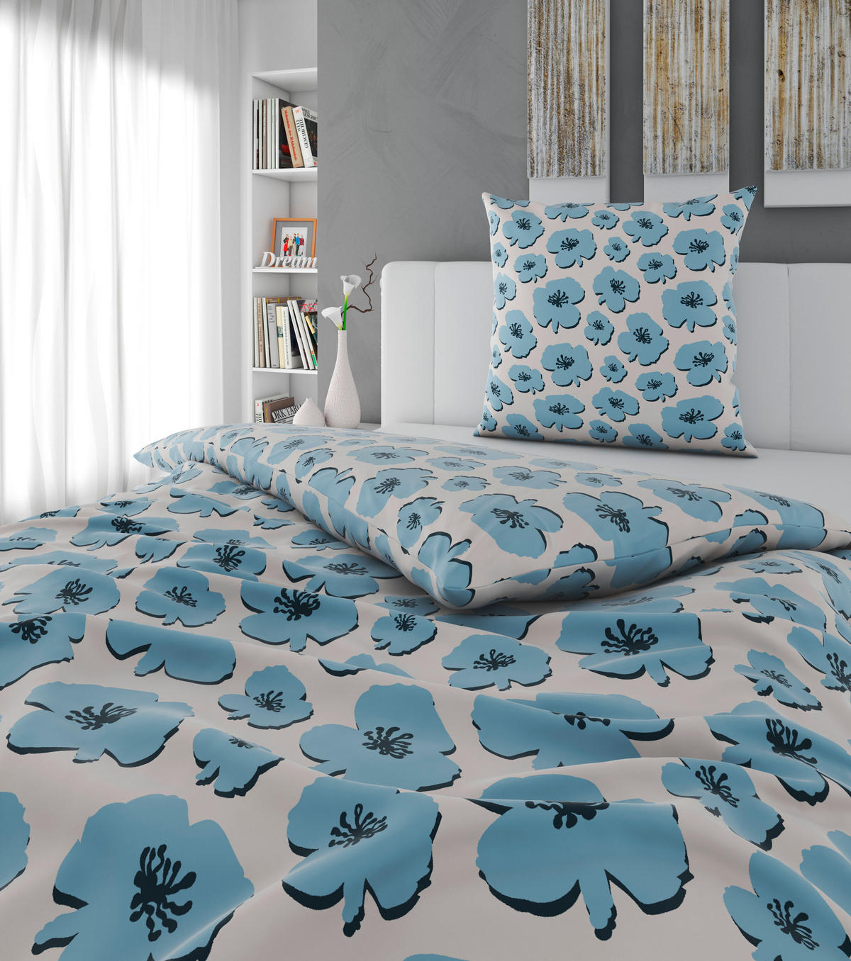 BETTWÄSCHE Satin 155/220 cm  - Blau, Textil (155/220cm) - Esposa