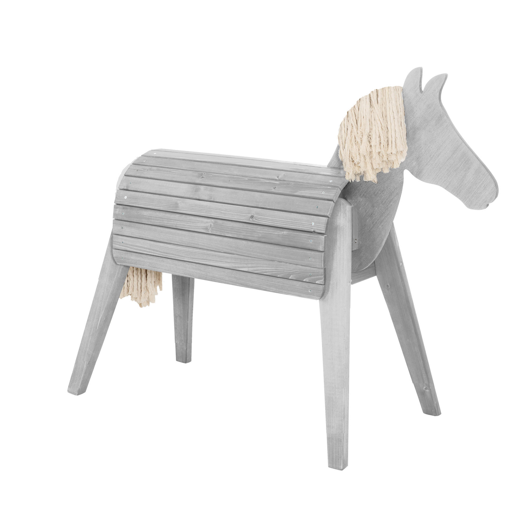 HOLZPFERD  - Grau, Basics, Holz (126/105/50cm) - Roba