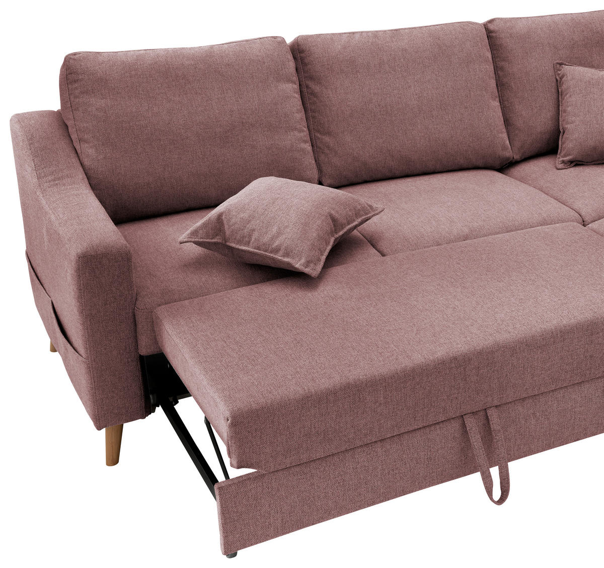 ECKSOFA in Struktur Rosa  - Naturfarben/Rosa, Konventionell, Holz/Textil (230/200cm) - P & B