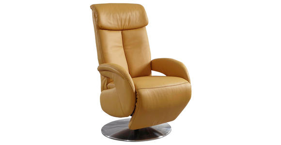 RELAXSESSEL in Leder Gelb - Gelb, Design, Leder/Metall (70/114/80cm) - Cantus