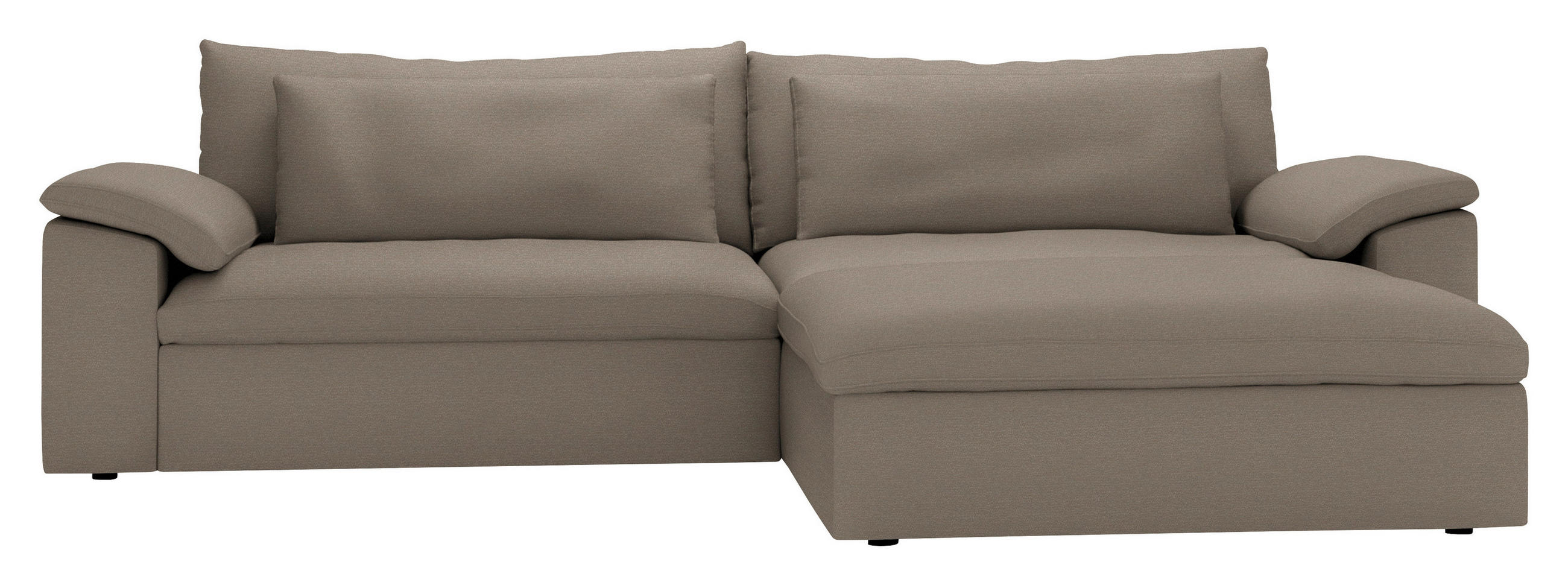 ECKSOFA 306/198 cm  in Chenille Graubraun Rückenkissen, Nierenkissen, Armlehnenkissen, Rücken echt  306/198 cm  - Graubraun/Schwarz, MODERN, Kunststoff/Textil (306/198cm) - Carryhome
