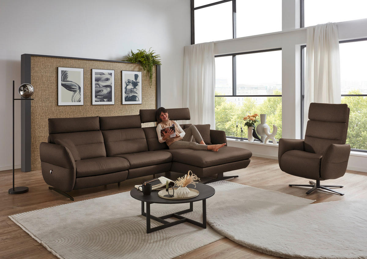 RELAXSESSEL in Leder Braun  - Schwarz/Braun, Design, Leder/Metall (82/119/85cm) - Dieter Knoll