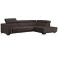 ECKSOFA  in Mikrofaser Braun  301/207 cm  - Schwarz/Braun, Design, Textil/Metall (301/207cm) - Xora