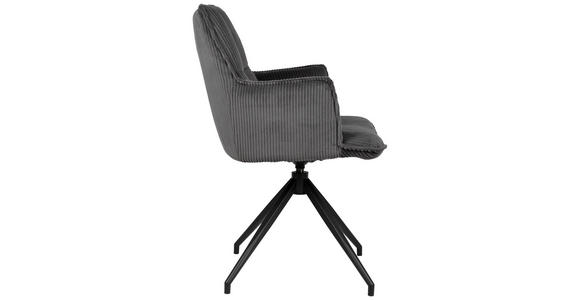 ARMLEHNSTUHL in Eisen Cord - Anthrazit/Schwarz, Design, Textil/Metall (59/89,5/63cm) - Novel