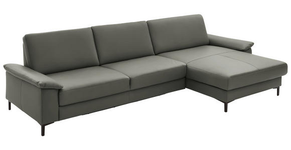 ECKSOFA in Echtleder Grau  - Schwarz/Grau, Design, Leder/Metall (334/176cm) - Dieter Knoll