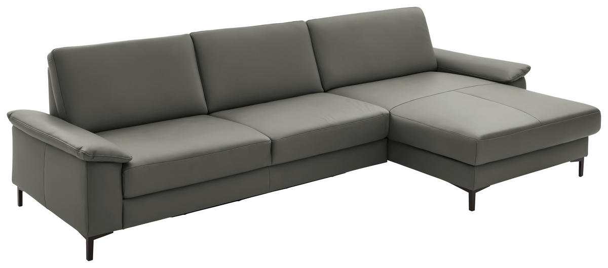 ECKSOFA in Echtleder Grau  - Schwarz/Grau, Design, Leder/Metall (334/176cm) - Dieter Knoll