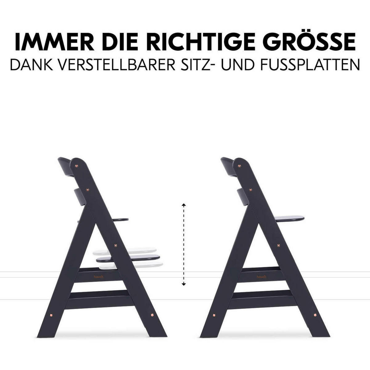 HOCHSTUHL-SET Alpha Newborn Set Anthrazit Grey  - Anthrazit, Basics, Holz/Textil (65/93,5/49cm) - Hauck
