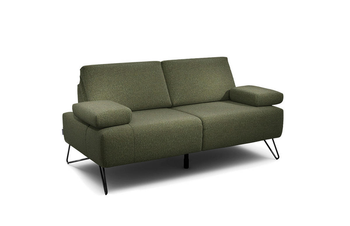 2-SITZER-SOFA in Chenille Waldgrün  - Waldgrün/Schwarz, Design, Textil/Metall (164-194/85/86-94cm) - SENSOO