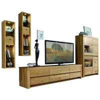 WOHNWAND  in Wildeiche  377,3/200,8/51,7 cm  - Wildeiche, Natur, Glas/Holz (377,3/200,8/51,7cm) - Valdera
