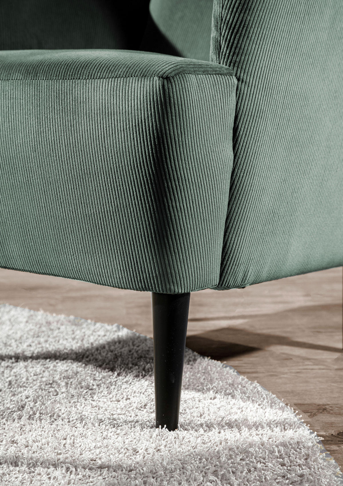 OHRENSESSEL Cord Olivgrün  - Schwarz/Olivgrün, Design, Holz/Textil (70/104/90cm) - Carryhome