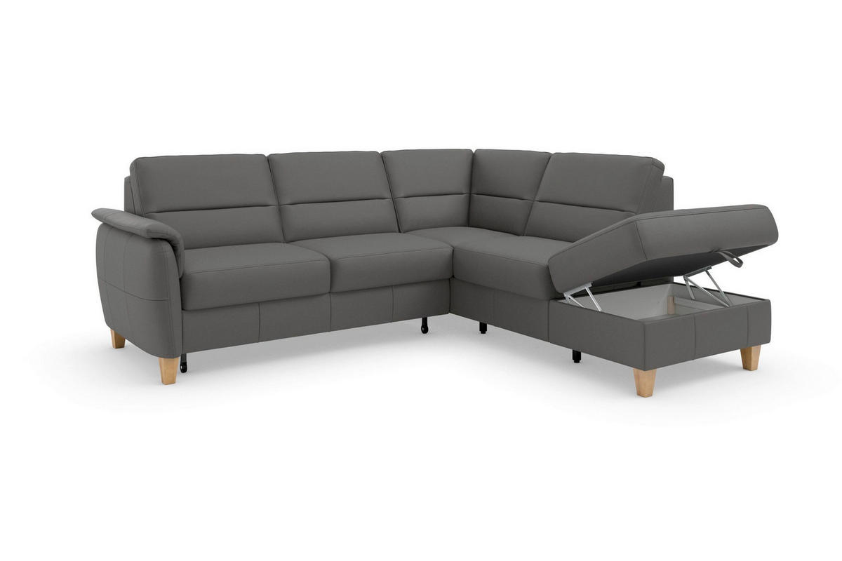 ROHOVÁ SEDAČKA, textil, kůže, mokka - barvy dubu/mokka, Basics, dřevo/textil (236/212cm) - Sit & More