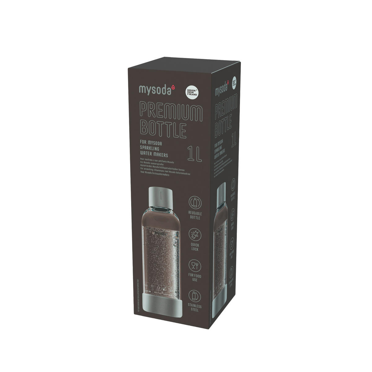 WASSERSPRUDLER-FLASCHE Premium  - Silberfarben, Basics, Kunststoff/Metall (8.5/26.7cm) - mysoda