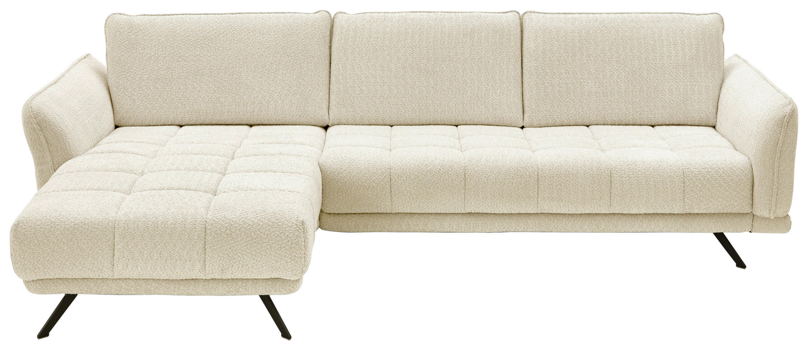 ECKSOFA Naturfarben Chenille  - Schwarz/Naturfarben, KONVENTIONELL, Textil/Metall (178/285cm) - Carryhome