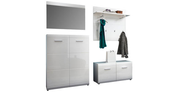 GARDEROBE 4-teilig in 201/200/39 cm - Weiß, Design, Holzwerkstoff (201/200/39cm) - Carryhome