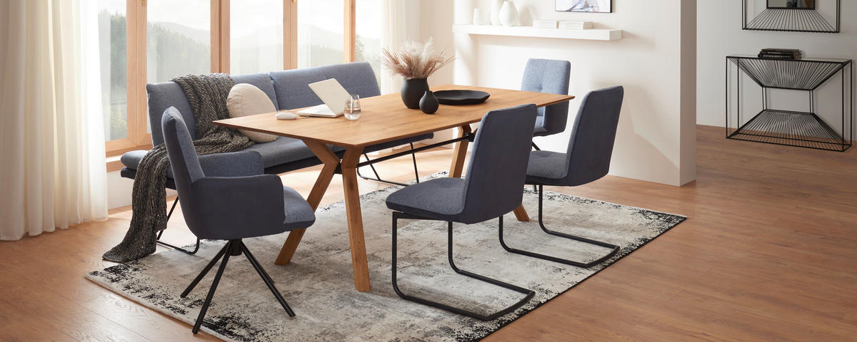 SITZBANK in Metall, Textil Anthrazit, Blau, Schwarz  - Blau/Anthrazit, Design, Textil/Metall (208/91/72cm) - Dieter Knoll