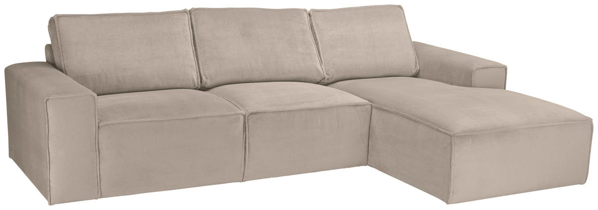 ECKSOFA Taupe Chenille  - Taupe/Schwarz, KONVENTIONELL, Kunststoff/Textil (272/168cm) - Carryhome