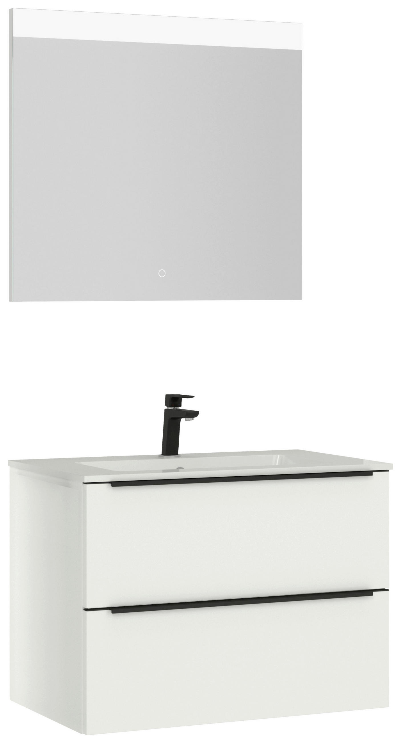 BADEZIMMER 3-teilig  in 81 cm  - Schwarz/Weiß, MODERN, Holzwerkstoff/Stein (81cm) - Nobilia