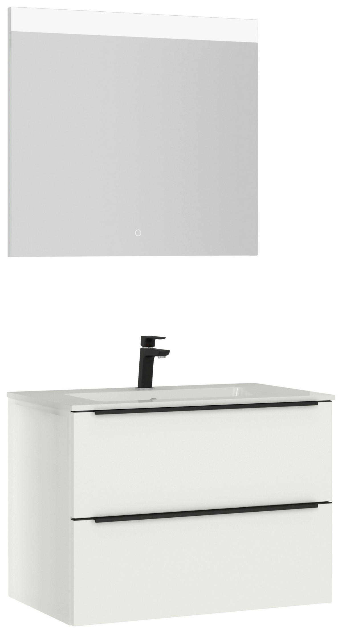 BADEZIMMER 3-teilig  in 81 cm  - Schwarz/Weiß, MODERN, Holzwerkstoff/Stein (81cm) - Nobilia