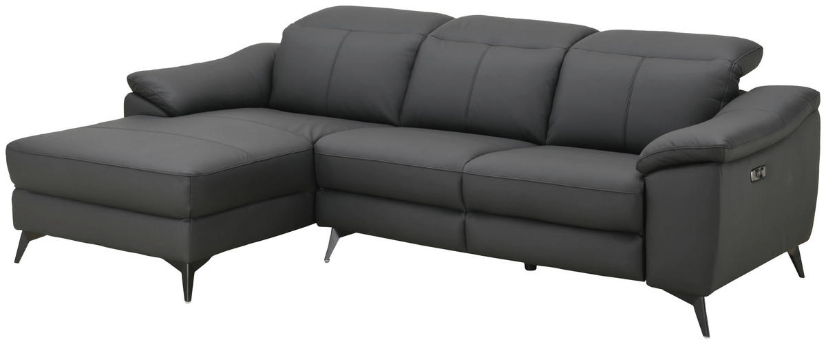 ECKSOFA  Lederlook Kombination Echtleder/Lederlook Schwarz  - Schwarz, Design, Leder/Textil (168/254cm) - Xora