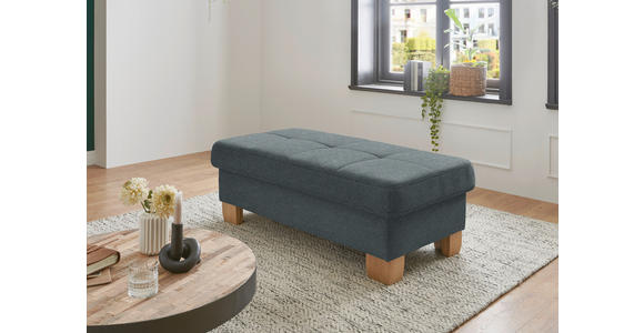 ECKSOFA in Flachgewebe Blaugrau  - Wildeiche/Blaugrau, Natur, Holz/Textil (301/243cm) - Voleo