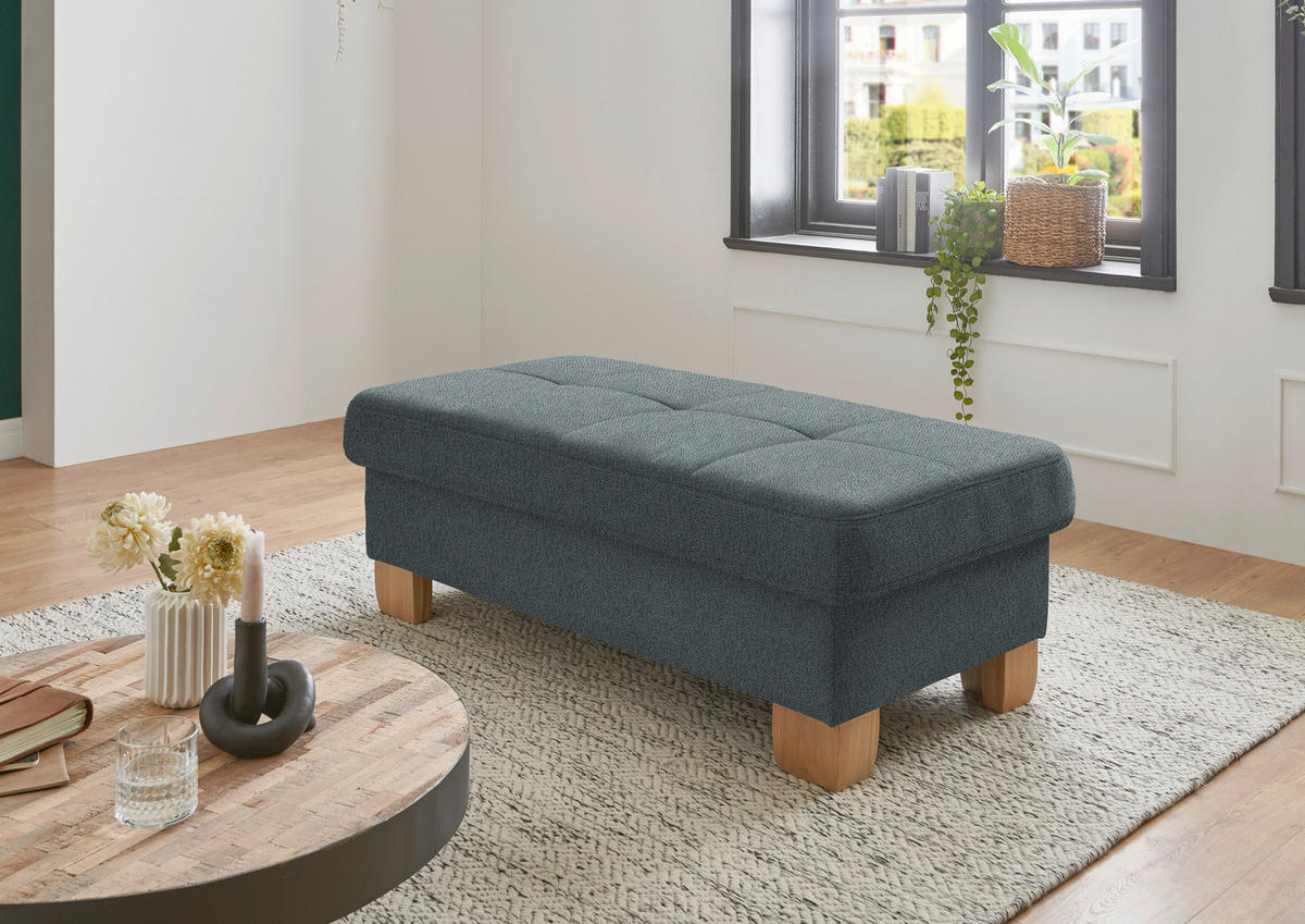 ECKSOFA in Flachgewebe Blaugrau  - Wildeiche/Blaugrau, Natur, Holz/Textil (301/243cm) - Voleo