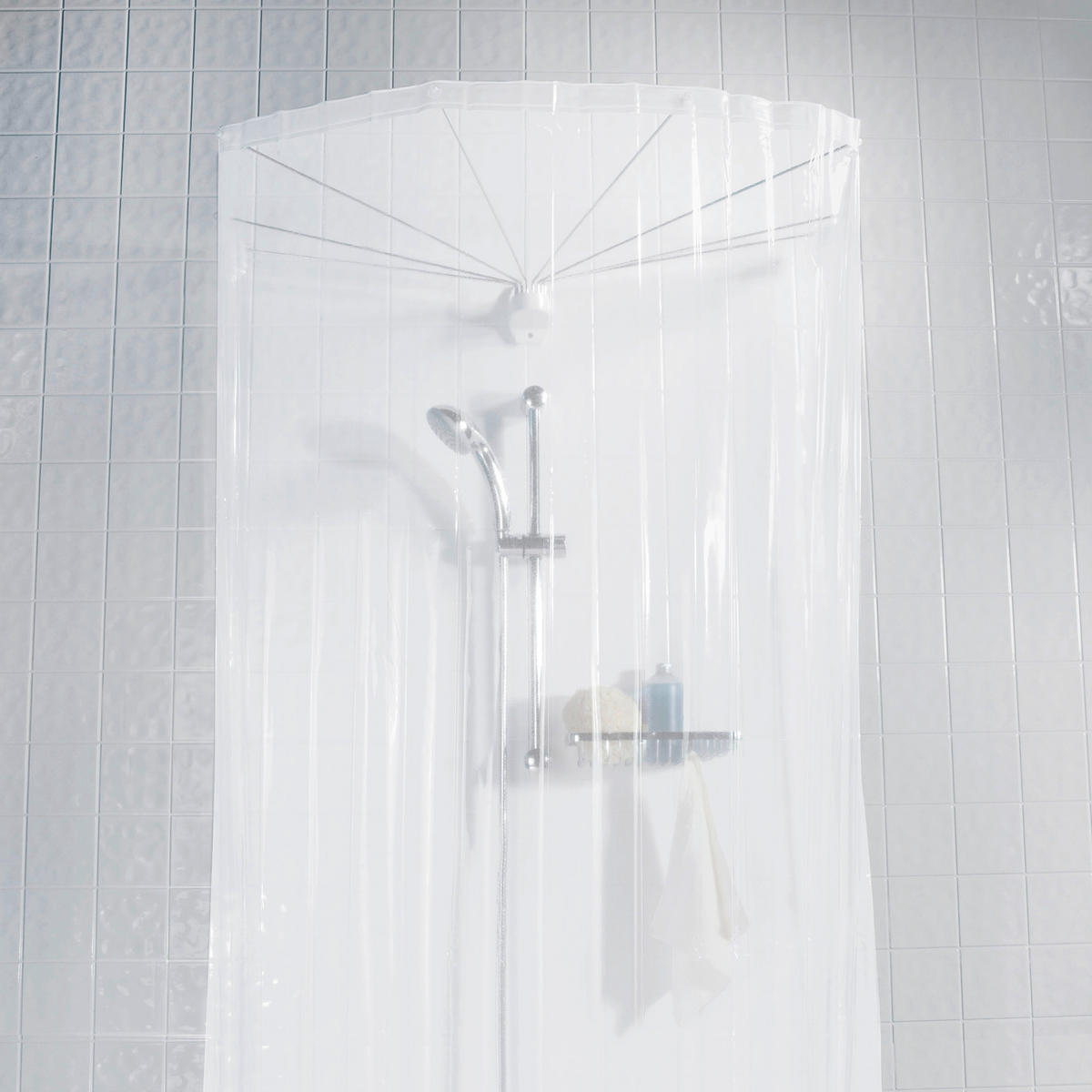 DUSCHVORHANG OMBRELLA 200/170 cm  - Weiß, Basics, Kunststoff (200/170cm) - Spirella