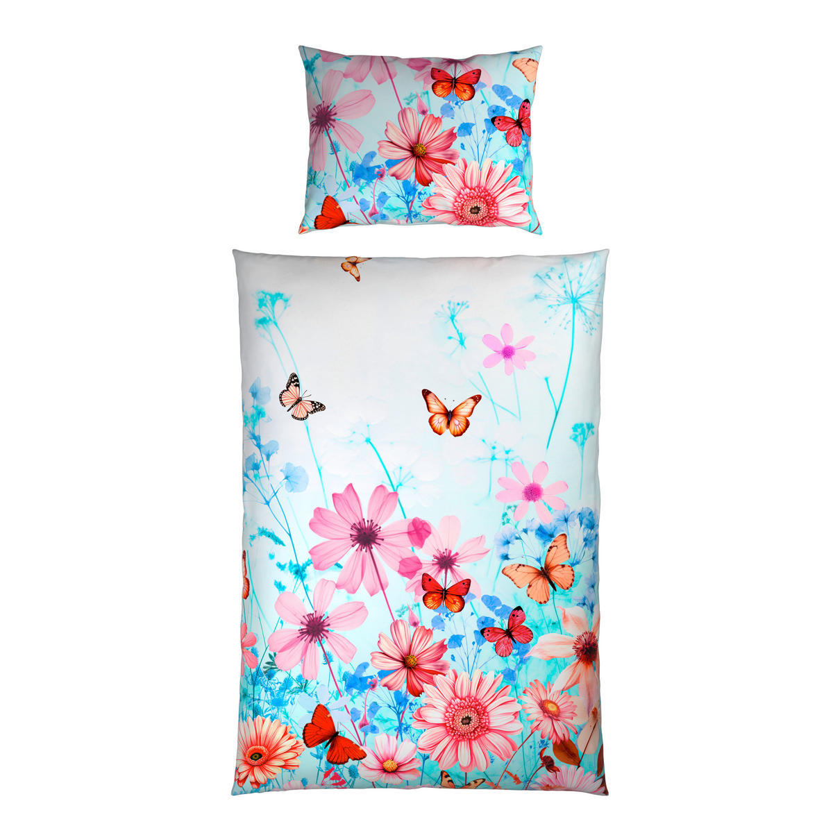 WENDEBETTWÄSCHE Satin 140/200 cm  - Blau/Weiß, Textil (140/200cm) - Esposa