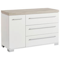 WICKELKOMMODE Kira Weiß, Eichefarben  - Eichefarben/Silberfarben, KONVENTIONELL, Holzwerkstoff/Metall (135,3/90,3/55,6cm) - Paidi