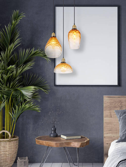 HÄNGELEUCHTE 46/150 cm    - Klar/Messingfarben, Konventionell, Glas/Metall (46/150cm) - Globo