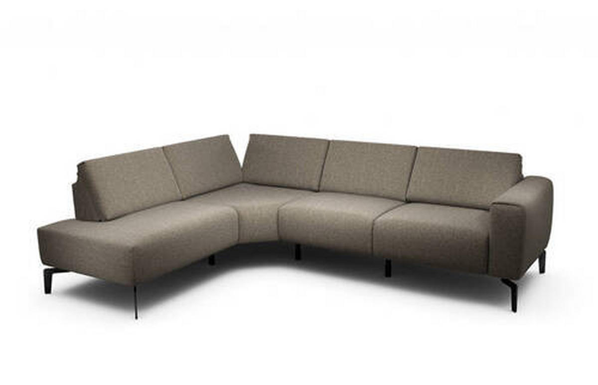 ECKSOFA in Chenille Braun  193/256 cm  - Schwarz/Braun, Design, Textil/Metall (193/256cm) - SENSOO