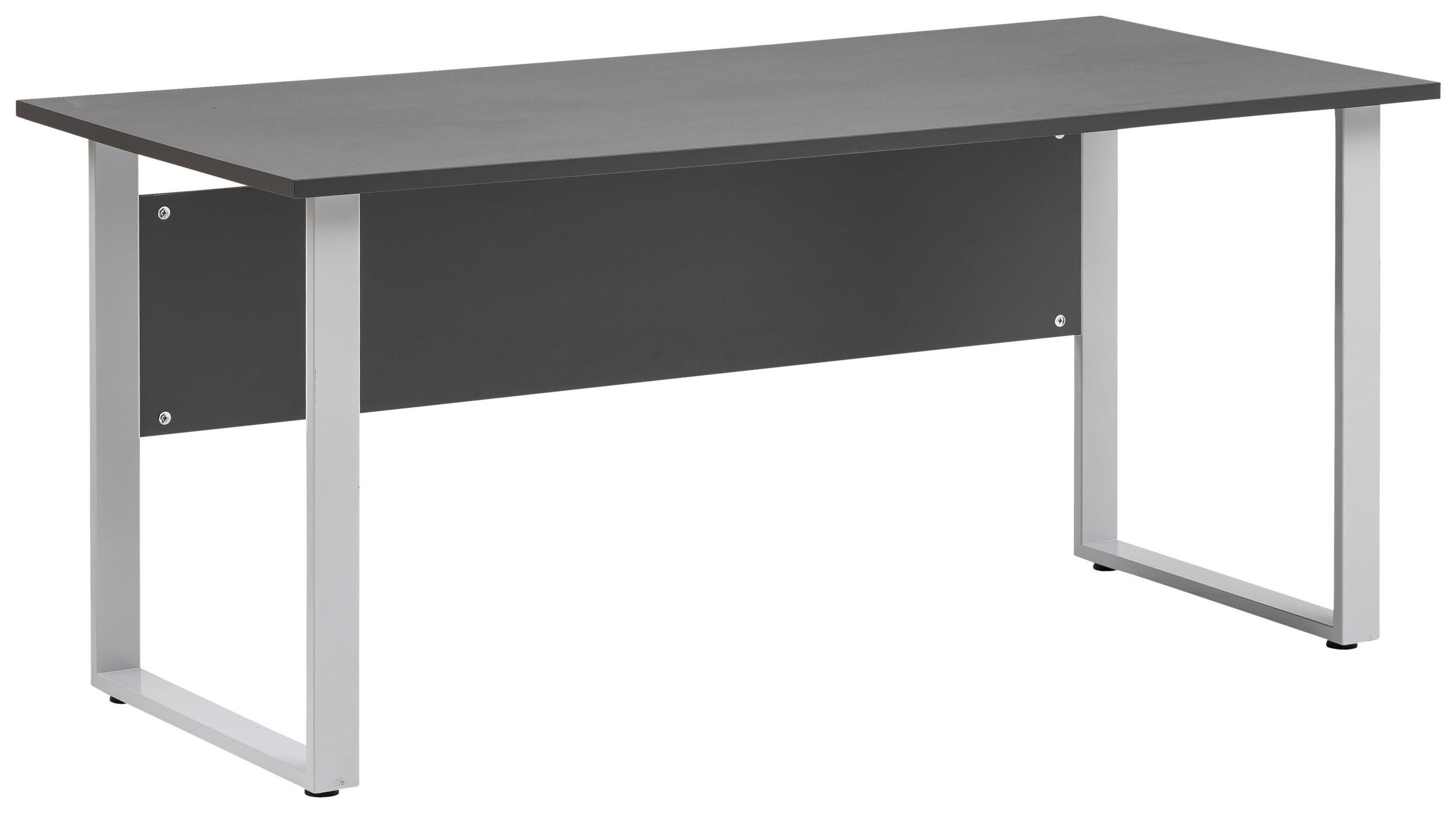 ÍRÓASZTAL  - alumíniumszínű/antracit, Konventionell, faalapú anyag/fém (160/65/73,2cm) - MID.YOU