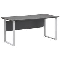 ÍRÓASZTAL  - alumíniumszínű/antracit, Konventionell, faalapú anyag/fém (160/65/73,2cm) - MID.YOU