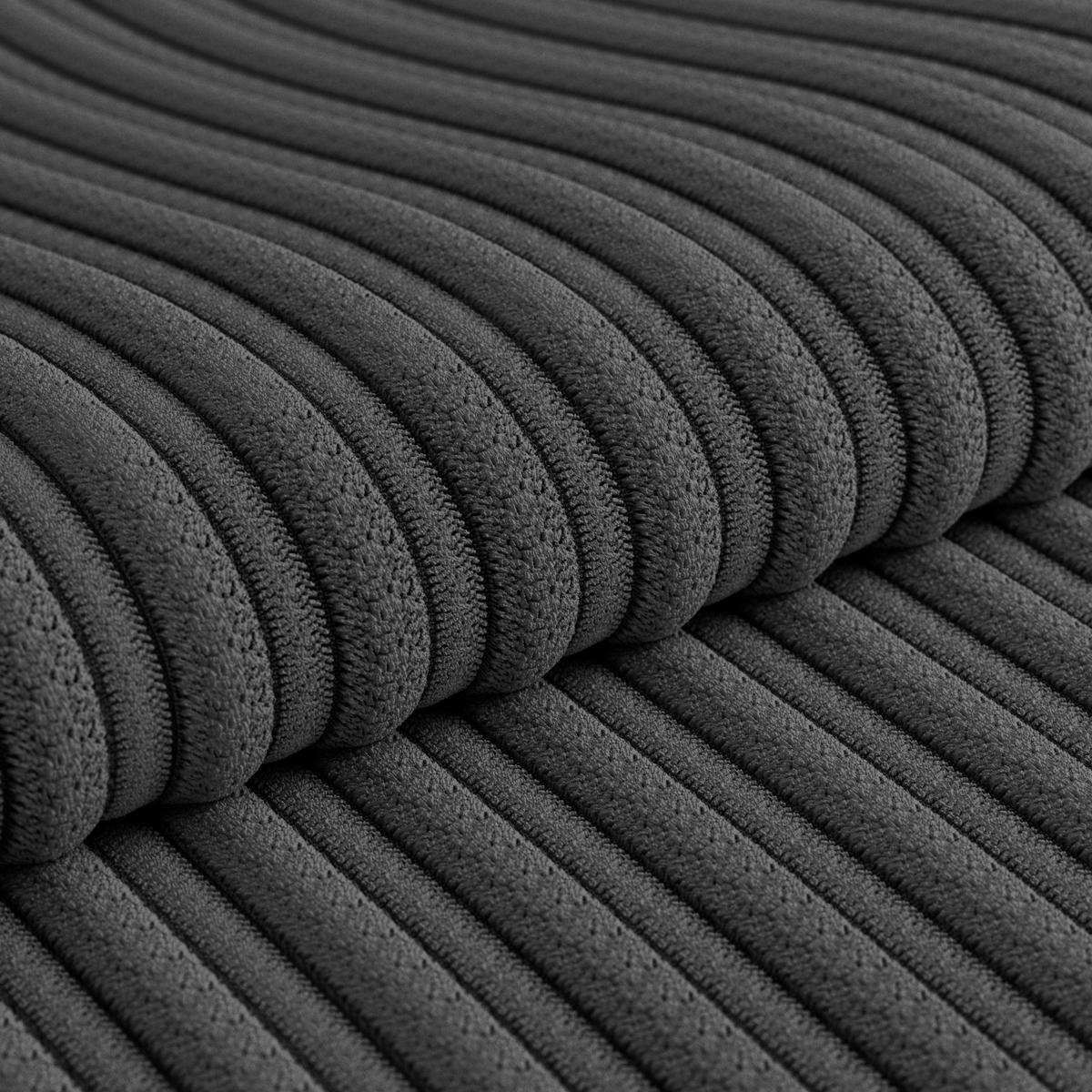 ECKSOFA ZERO Schwarz Cord Zierkissen, Rückenkissen  - Schwarz, Trend, Textil/Metall (286/173cm) - Livetastic