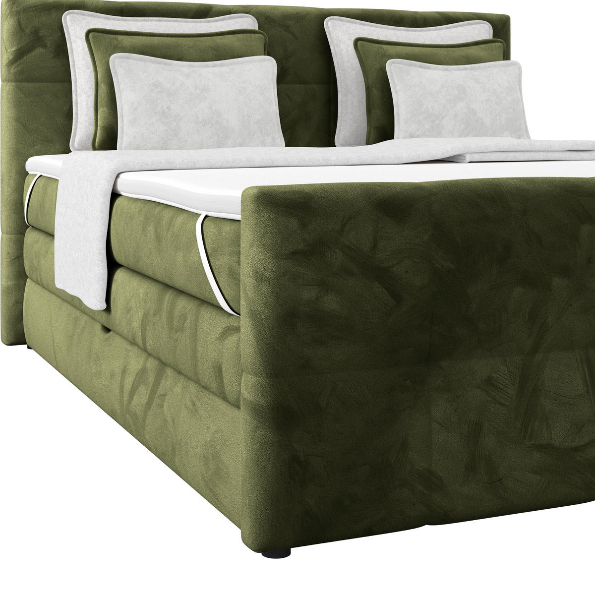 BOXSPRINGBETT 180/200 cm,  in Dunkelgrün, gepolstertes Kopfteil, Bettkasten, Topper, Matratzen, H3 + H3 = fest  - Dunkelgrün, KONVENTIONELL, Holz/Holzwerkstoff (180/200cm) - Luca Bessoni