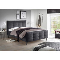 POLSTERBETT 140/200 cm, inkl. gepolstertes Kopfteil,  in Anthrazit  - Anthrazit, Basics, Holz/Textil (140/200cm) - MID.YOU