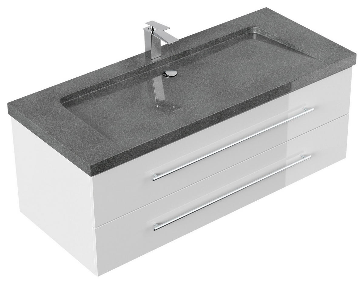 WASCHTISCHKOMBI 130 cm  - Weiß Hochglanz, Basics, Holzwerkstoff/Stein (130cm) - MID.YOU