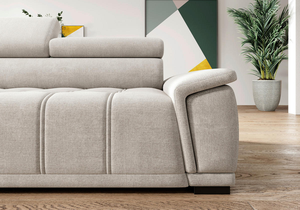 HÖRNSOFFA i chenille, vävt tyg gråvit  - gråvit/svart, Modern, textil/plast (206/283cm) - MID.YOU