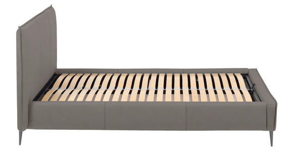 POLSTERBETT gepolstertes Kopfteil, Lattenrost, Bettkasten Grau 160/200 cm  - Schwarzchrom/Grau, KONVENTIONELL, Leder/Holz (160/200cm) - Esposa