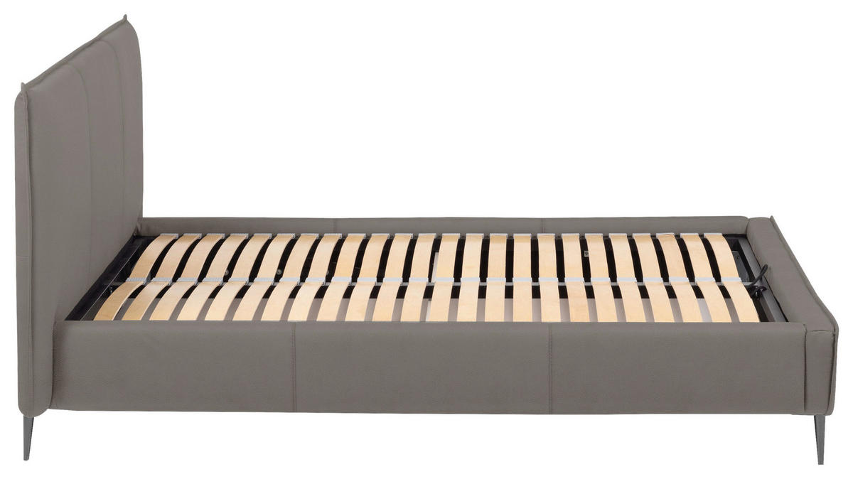 POLSTERBETT 200/200 cm,  in Grau, gepolstertes Kopfteil, Lattenrost, Bettkasten,  - Schwarzchrom/Grau, KONVENTIONELL, Leder/Holz (200/200cm) - Esposa