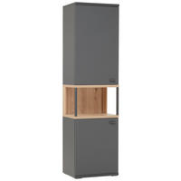 VITRINE  in Grau, Eiche Artisan  - Schwarz/Eiche Artisan, KONVENTIONELL, Holzwerkstoff/Metall (55,1/199/37,2cm) - Hom`in