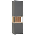 VITRINE  in Grau, Eiche Artisan - Schwarz/Eiche Artisan, KONVENTIONELL, Holzwerkstoff/Metall (55,1/199/37,2cm) - Hom`in
