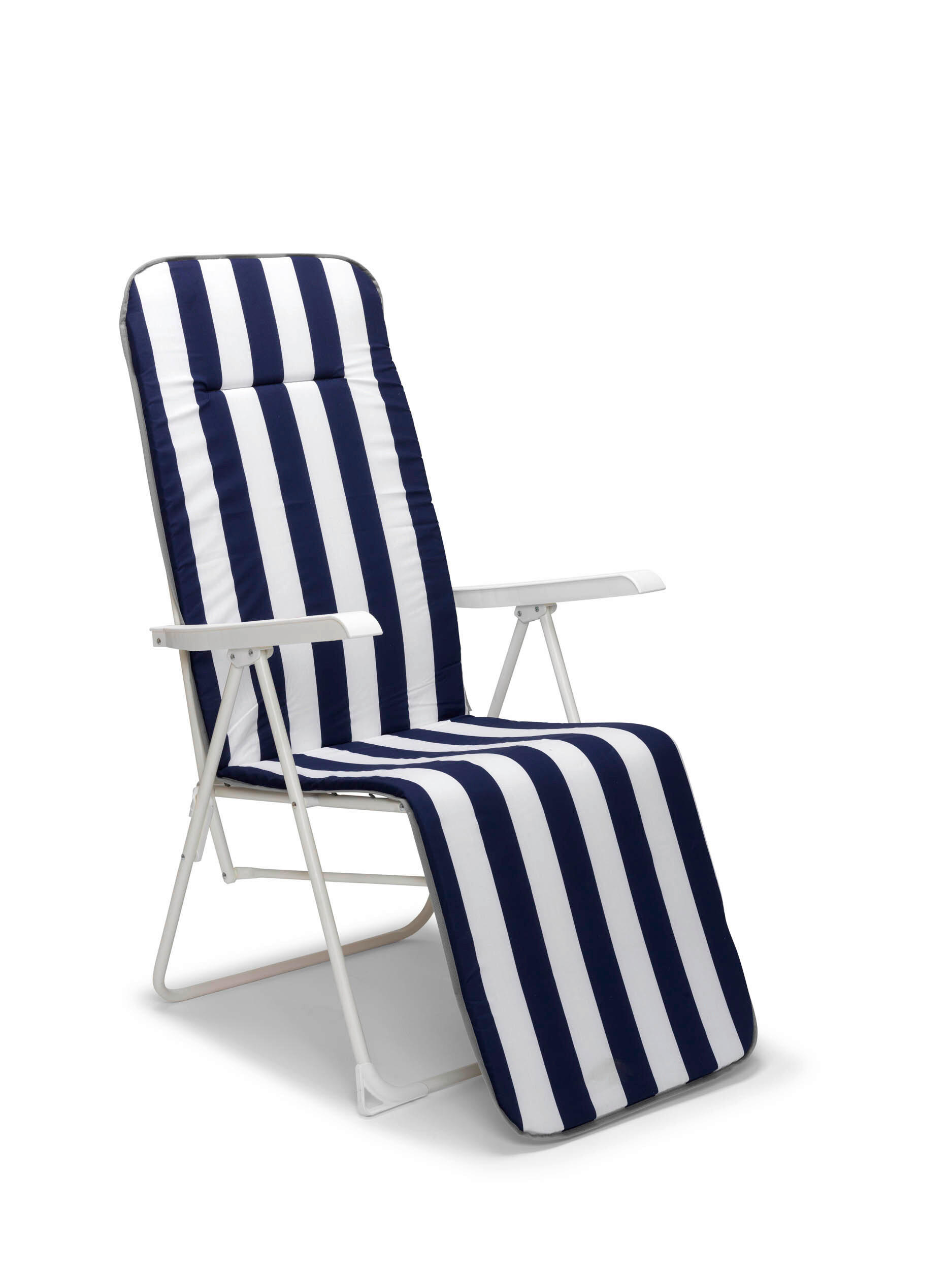SONNENLIEGE 58/108/75 cm - Blau/Weiß, Basics, Textil/Metall (58/108/75cm)