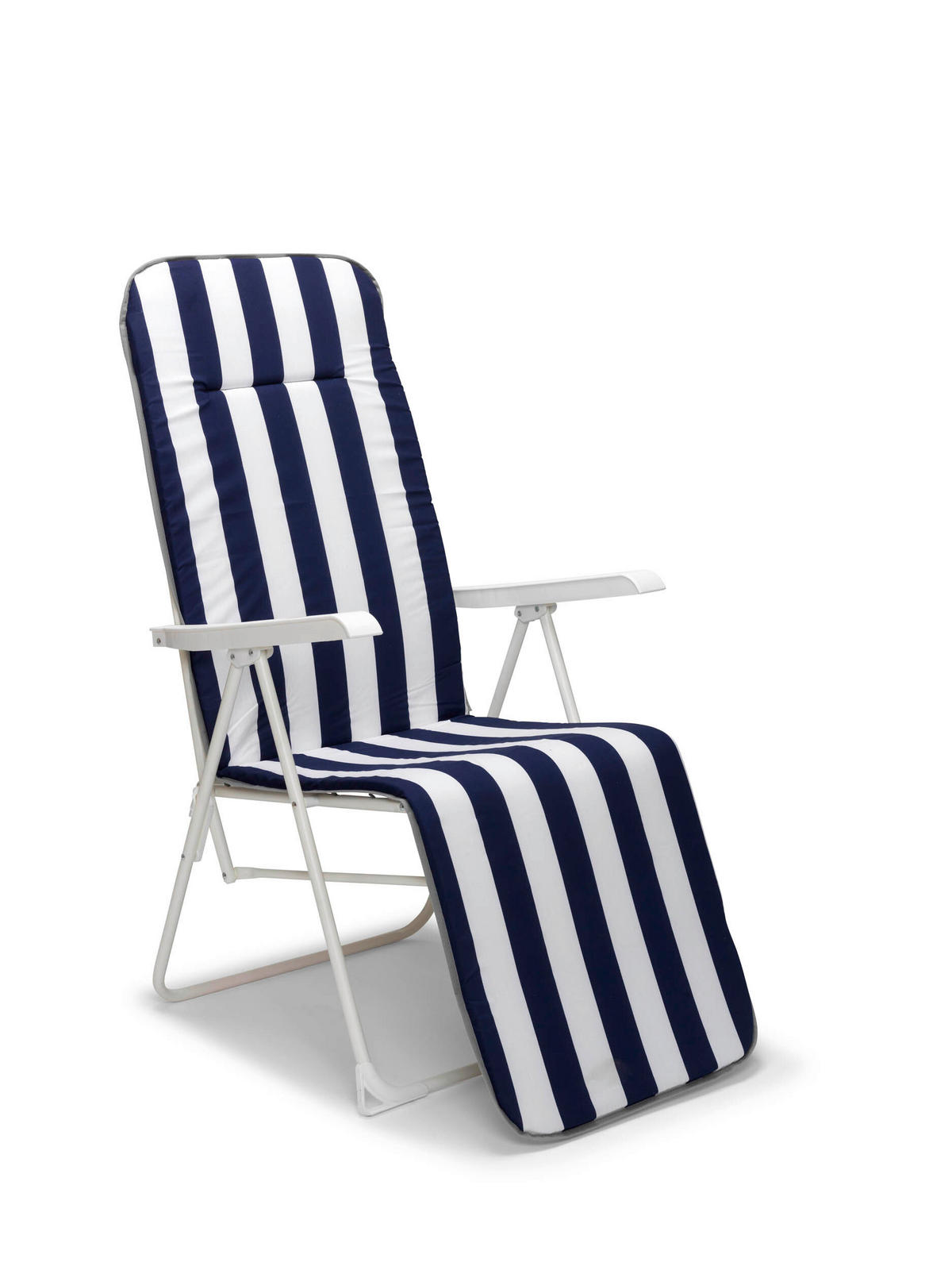 SONNENLIEGE 58/108/75 cm  - Blau/Weiß, Basics, Textil/Metall (58/108/75cm)