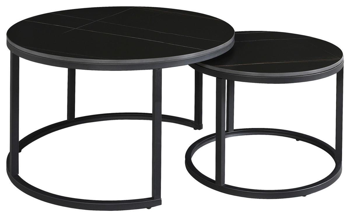 COUCHTISCH in Metall, Stein 68/68/43 cm  - Schwarz, KONVENTIONELL, Stein/Metall (68/68/43cm) - MID.YOU