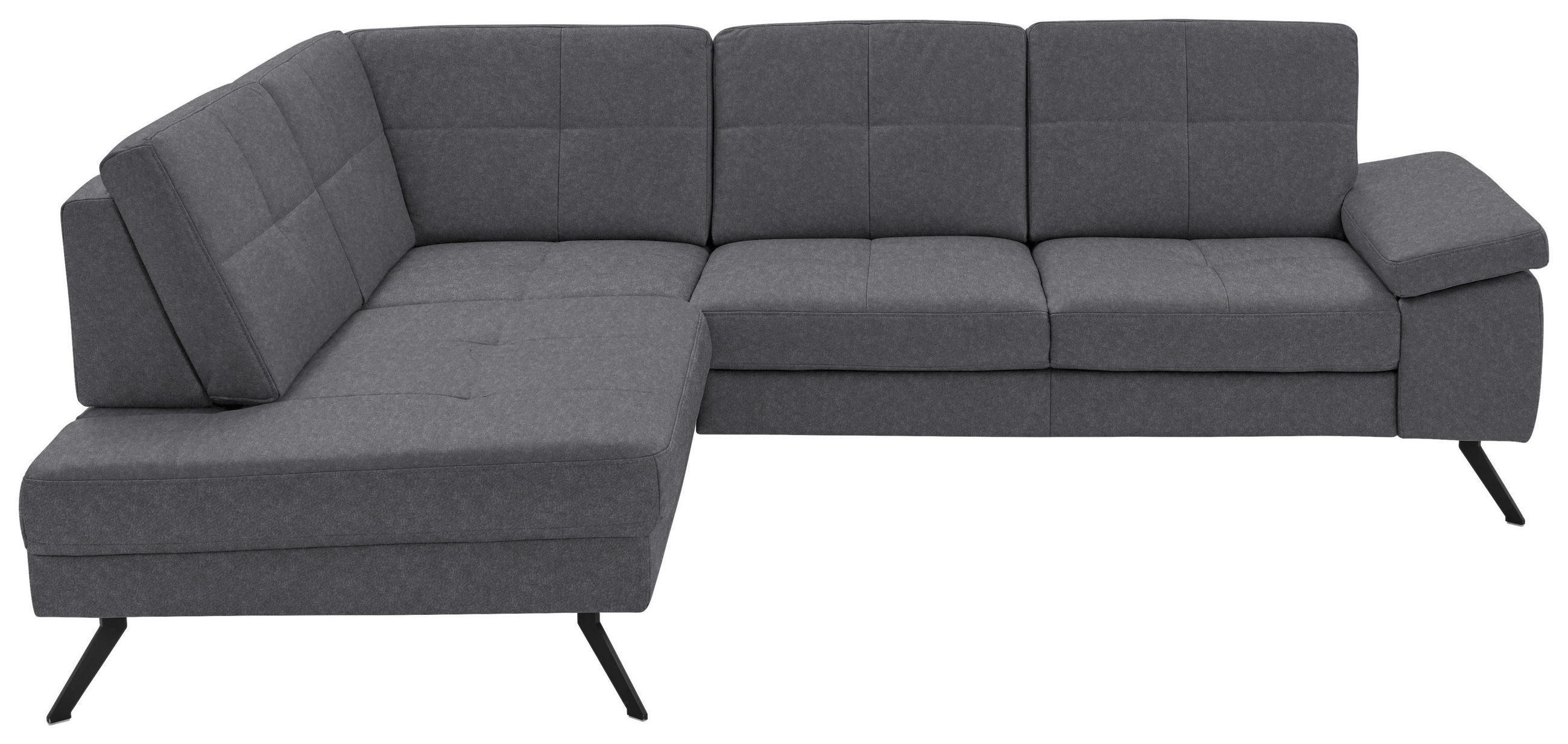 ECKSOFA in Lederlook, Mikrofaser Grau  - Schwarz/Grau, Design, Textil/Metall (194/261cm) - Beldomo System