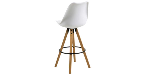 BARHOCKER Lederlook Weiß, Eichefarben - Eichefarben/Schwarz, Design, Holz/Kunststoff (48/112/56cm) - Carryhome