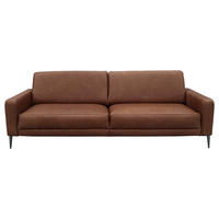 3,5-SITZER in Echtleder Dunkelbraun  - Dunkelbraun/Schwarzchrom, Design, Leder/Metall (207/85/92cm) - Livetastic