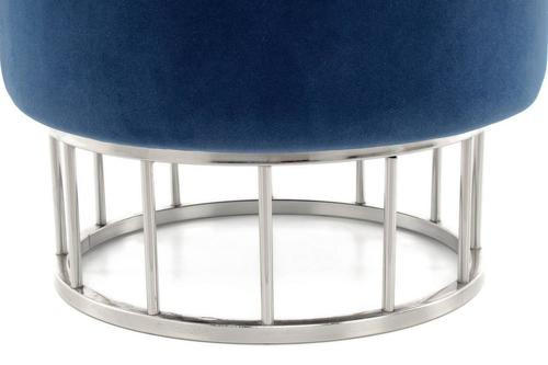 TABURETKA, kov, plast, textil, kompozitné drevo, 37,5/41/37,5 cm - tmavomodrá/strieborná, Basics, kov/kompozitné drevo (37,5/41/37,5cm) - Kayoom