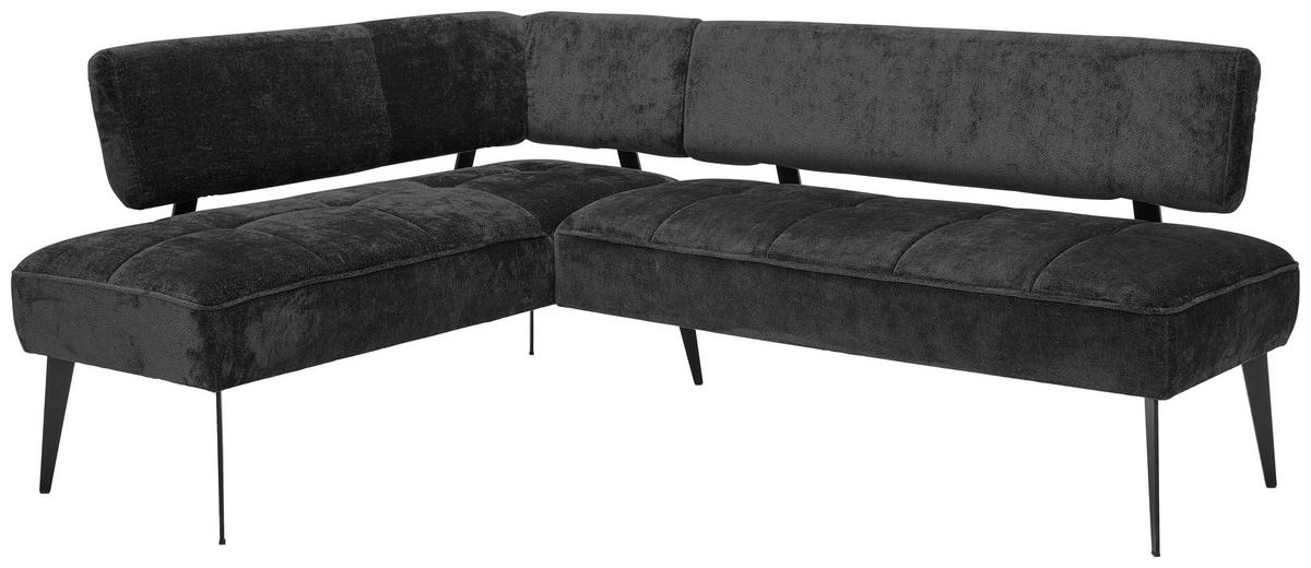 ECKBANK 162/212 cm Webstoff Schwarz Metall   - Schwarz, MODERN, Textil/Metall (162/212cm) - Welnova