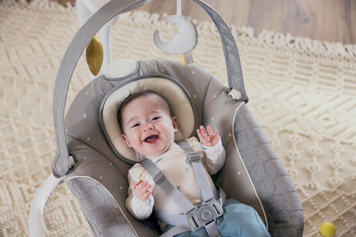 SCHAUKELWIPPE SOFTSWAY  - Weiß/Grau, Basics, Textil/Metall (72,8/89,3/91,5cm) - Graco